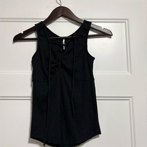 Free People Womens Black Ribbed Black Tank Top Size Xs